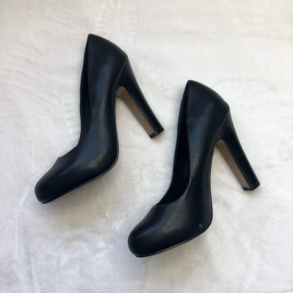 Aldo shoes pump black leather thick heel 7.5